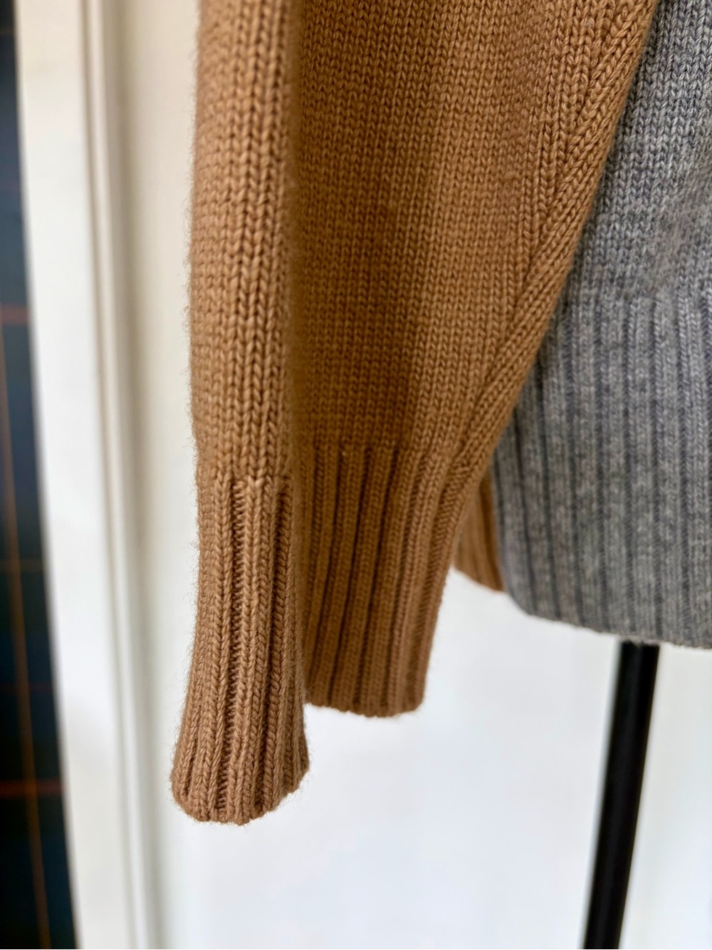Kaos Colorblock Mockneck Sweater, Gray, Cream & Brown, Italy, szL, EUC - Picture 10 of 15
